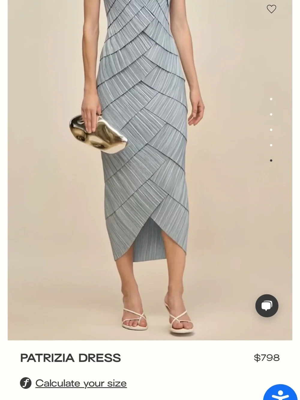 cult gaia Pleated Halter Midi Dress in Light Blue - Picture 5 of 6